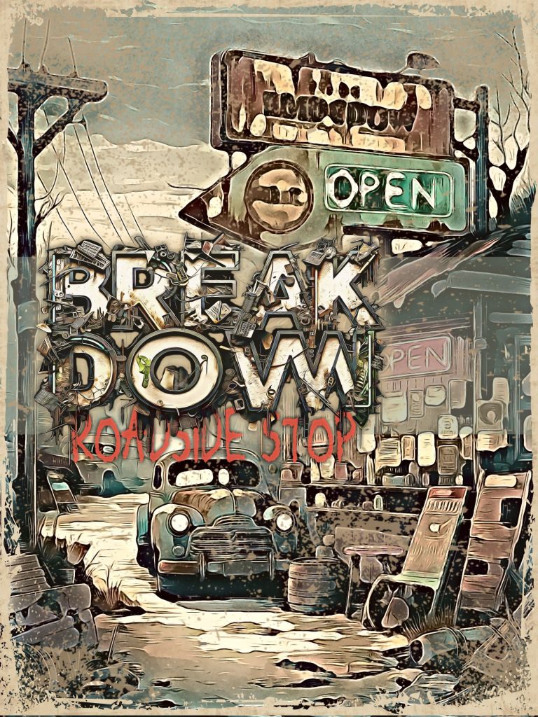 Poster for BreakDown Roadside Stop, a Fallout 76 camp build.