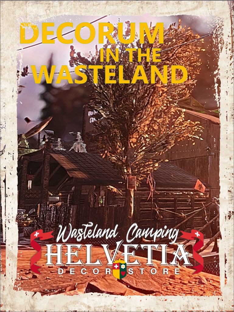 Poster for Helvetia Decor Store, a Fallout 76 camp build in Helvetia.