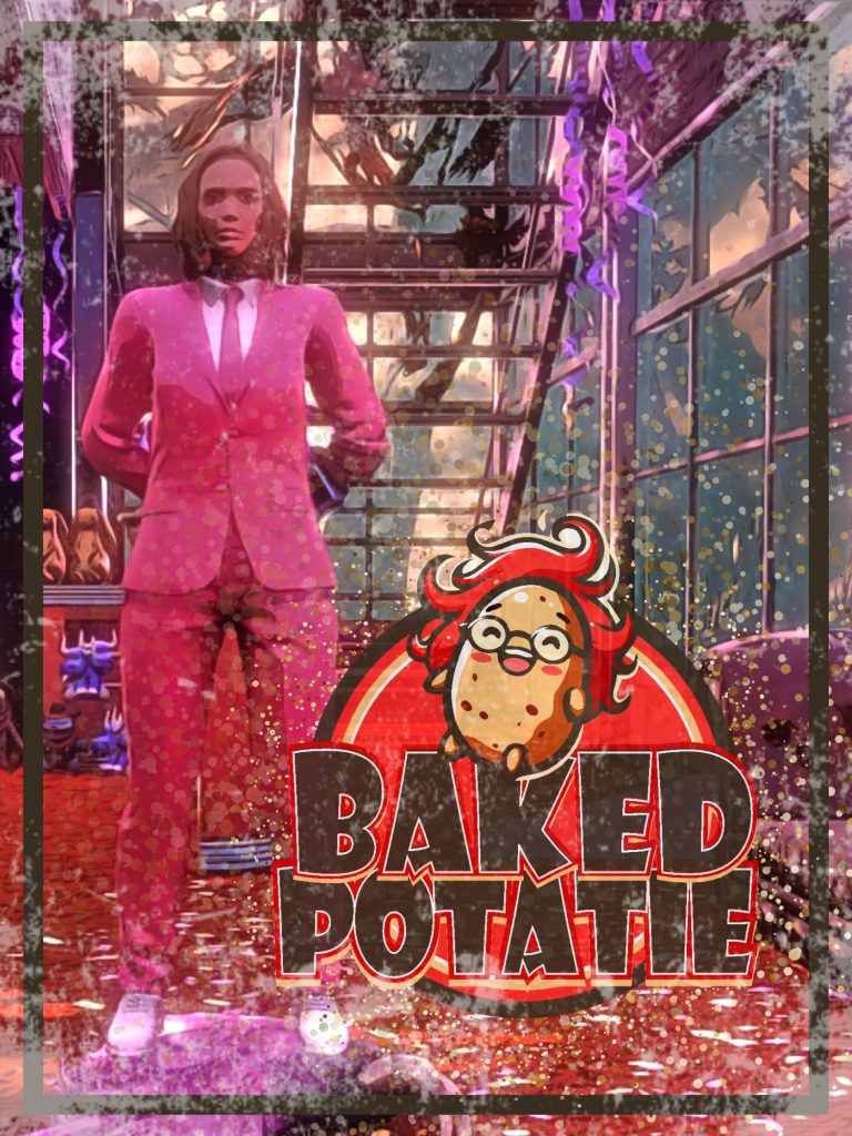 Promotional poster for Fallout 76 camp builder Baked Potatie.