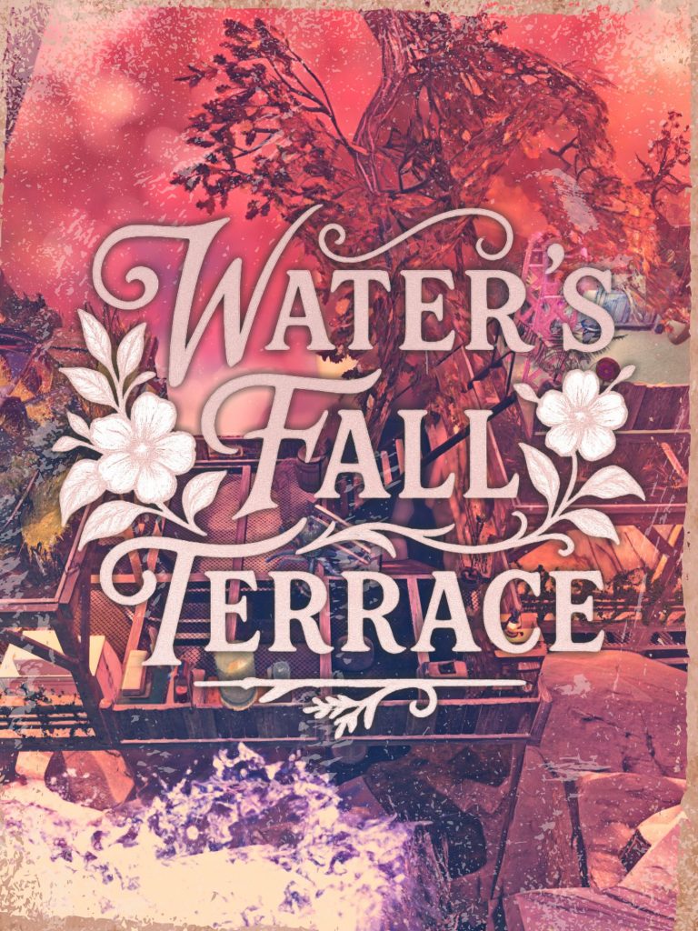 Promo poster for Water's Fall Terrace, a camp built in Fallout 76.