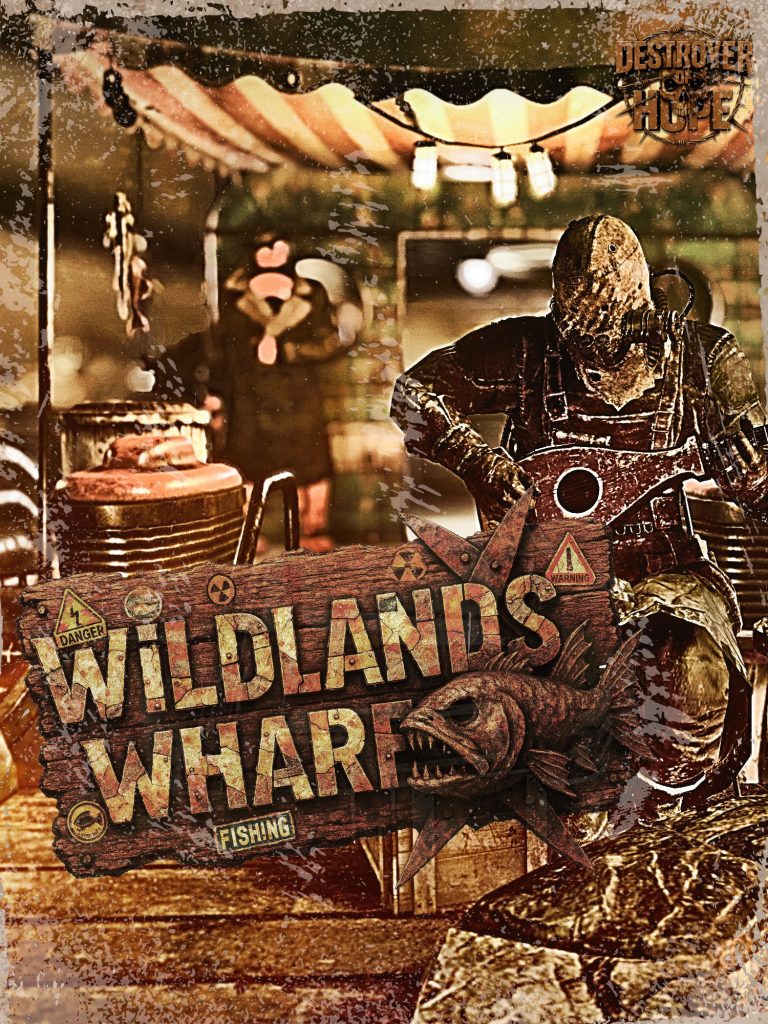 Promo poster for Fallout 76 camp build Wildlands Wharf.