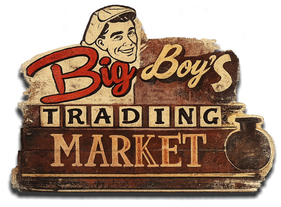 Logo for Big Boy's Trading Market, a Fallout 76 camp build by chicken bone.