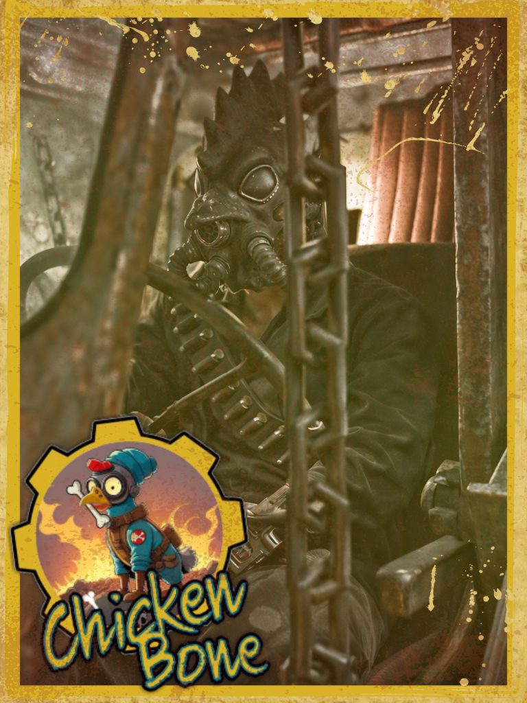 Promotional wasteland builder poster for Fallout 76 camp builder Chicken Bone.