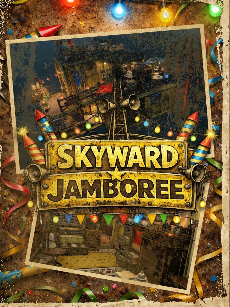 Fallout 76 junkyard camp built on power pylons above Moonshine Jamboree event site