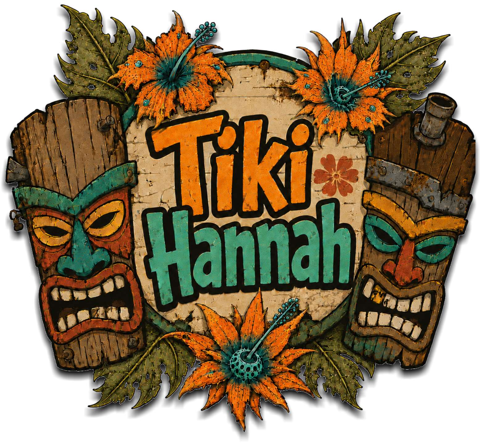 Tiki Hannah Fallout 76 camp featuring Hawaiian decor and glowing neon lights