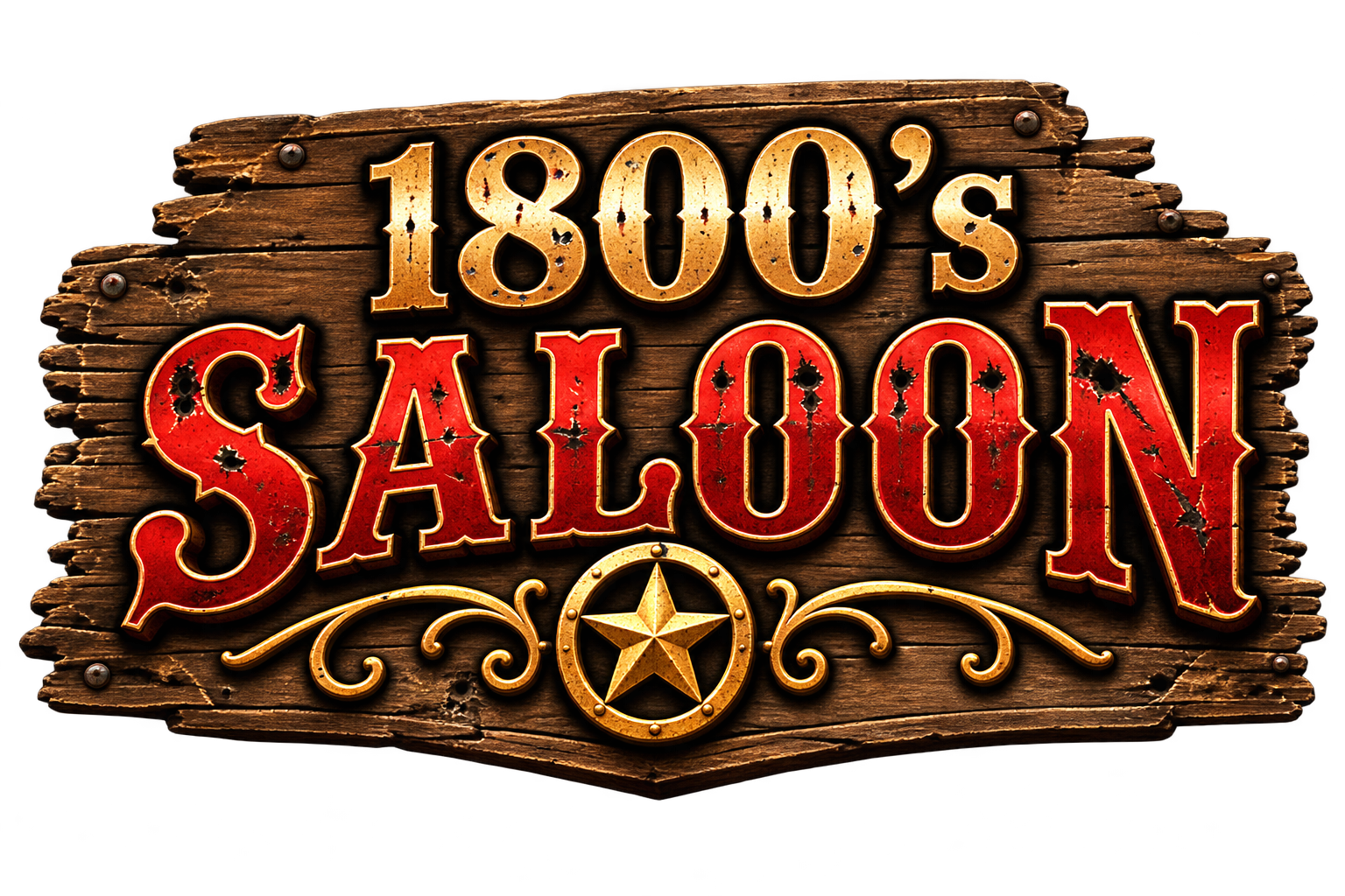 Logo for 1800's Saloon, a Fallout 76 camp build by Deviant Cat.