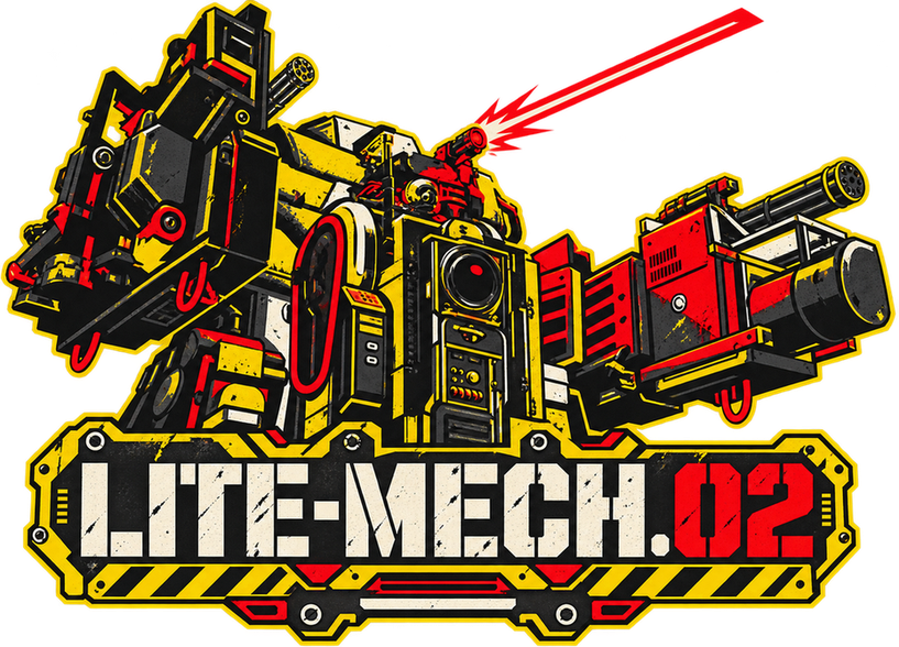 Logo for Lite-Mech.02, a Fallout 76 camp build by Rad Rux.