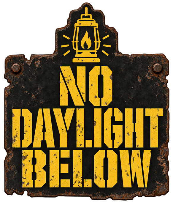 No Daylight Below mining warning sign logo with lantern