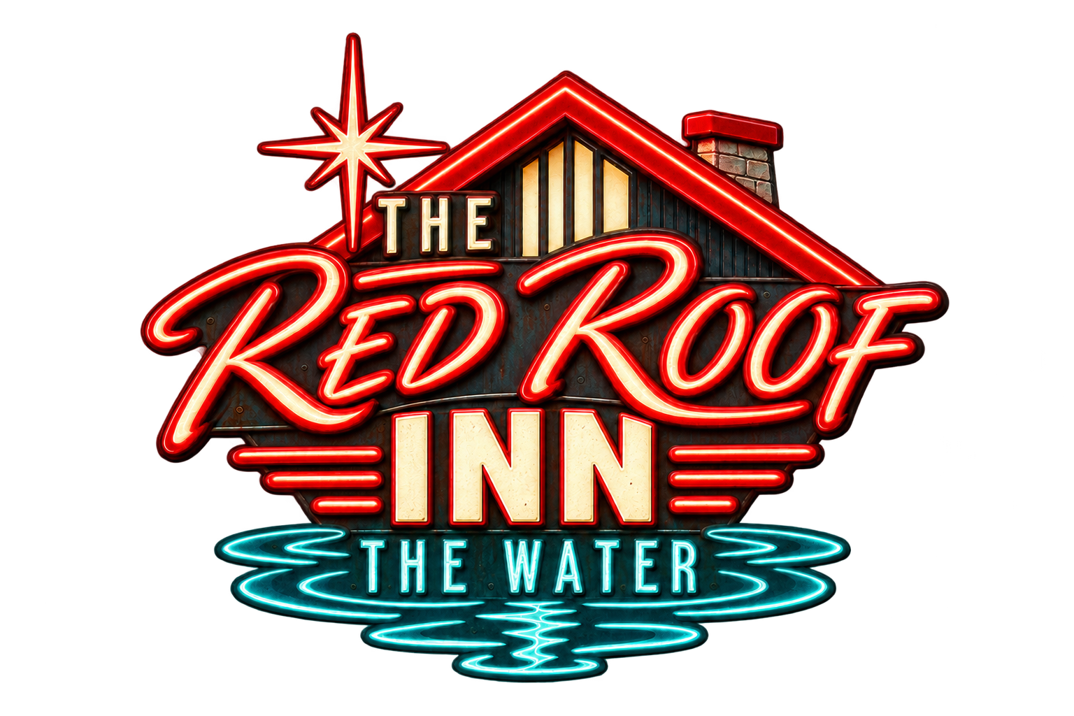 Logo for The Red Roof Inn the Water, a Fallout 76 camp build by Chicken Bone.