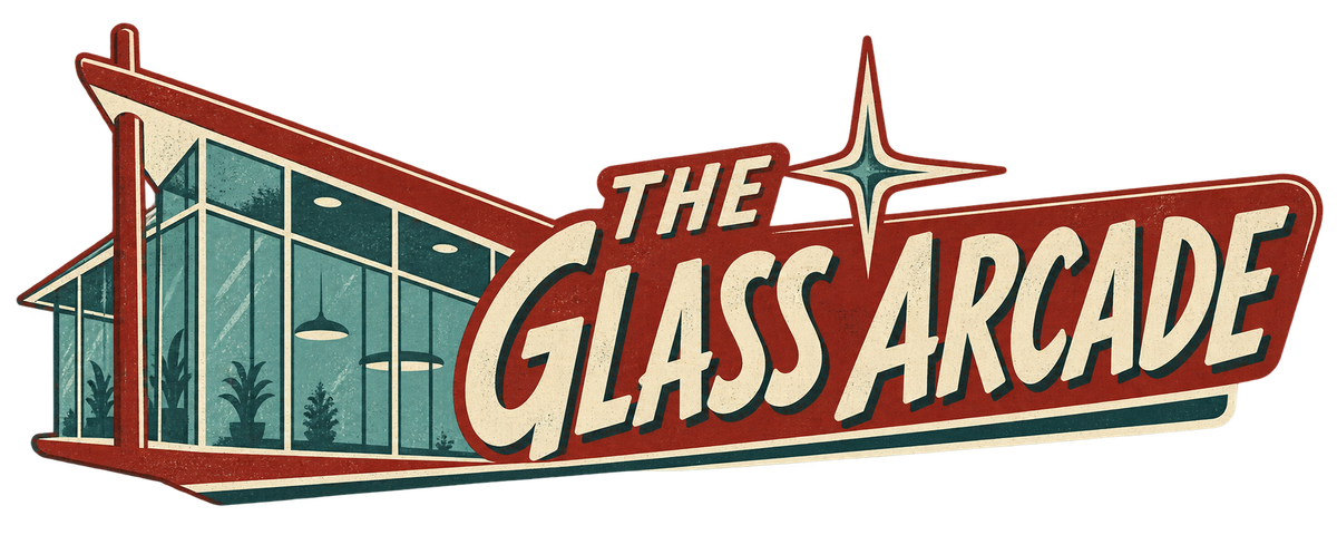 The Glass Arcade mid-century storefront logo