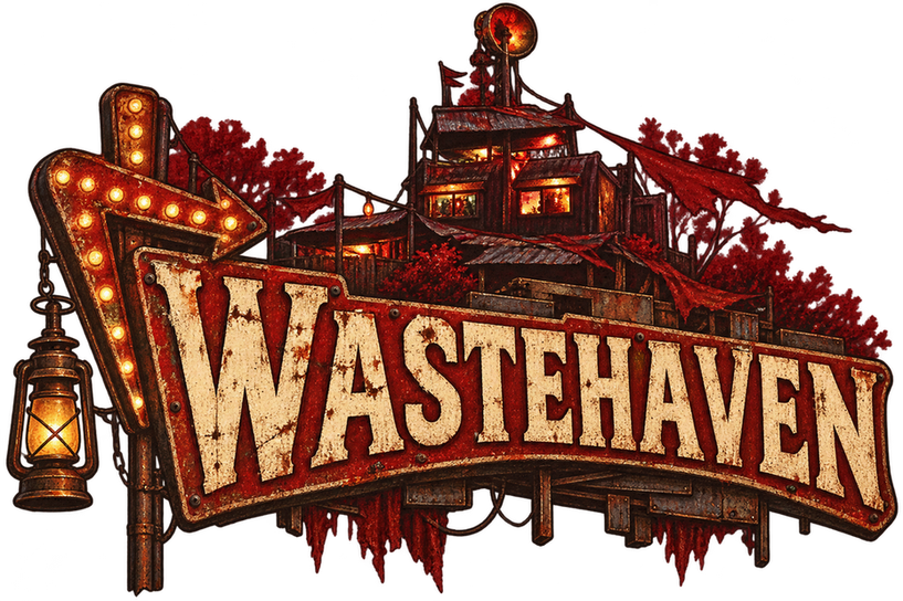 Logo for Wastehaven, a Fallout 76 camp build by Rad Rux.