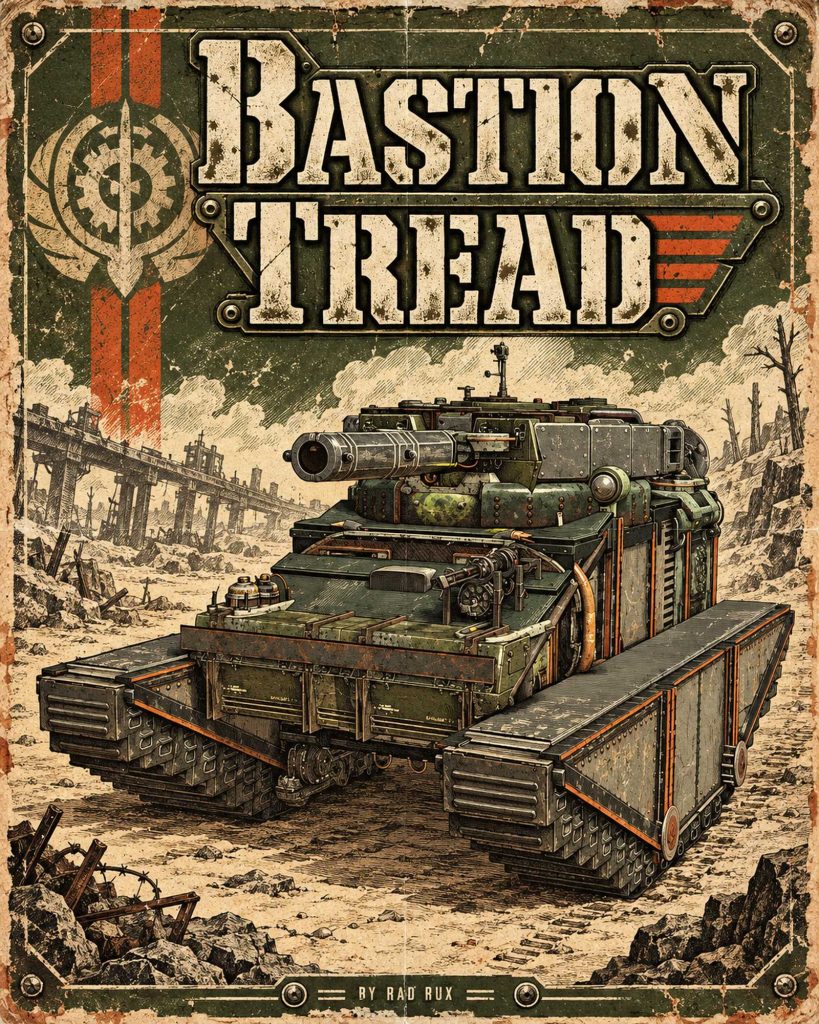 Poster for Bastion Tread, a Fallout 76 camp build by Rad Rux
