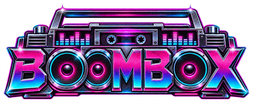Logo for Boombox, a Fallout 76 camp build by Rad Rux.