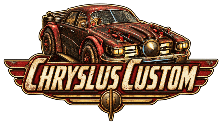 Logo for Chryslus Custom, a Fallout 76 camp build by Rad Rux.