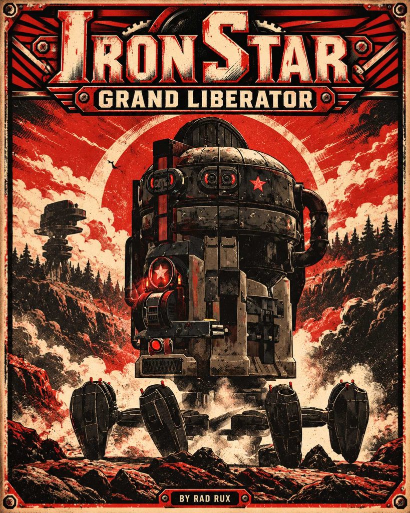 Poster for Iron Star: Grand Liberator, a Fallout 76 camp build by Rad Rux