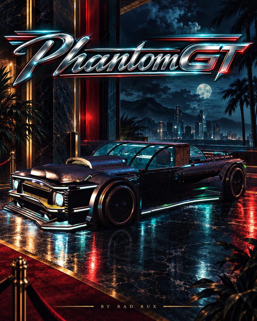 Poster for Phantom GT, a Fallout 76 camp build by Rad Rux