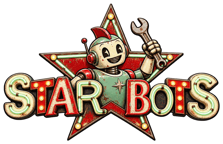 Logo for Star Bots, a Fallout 76 camp build by Rad Rux.