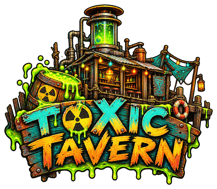 Logo for Toxic Tavern, a Fallout 76 camp build by Rad Rux.