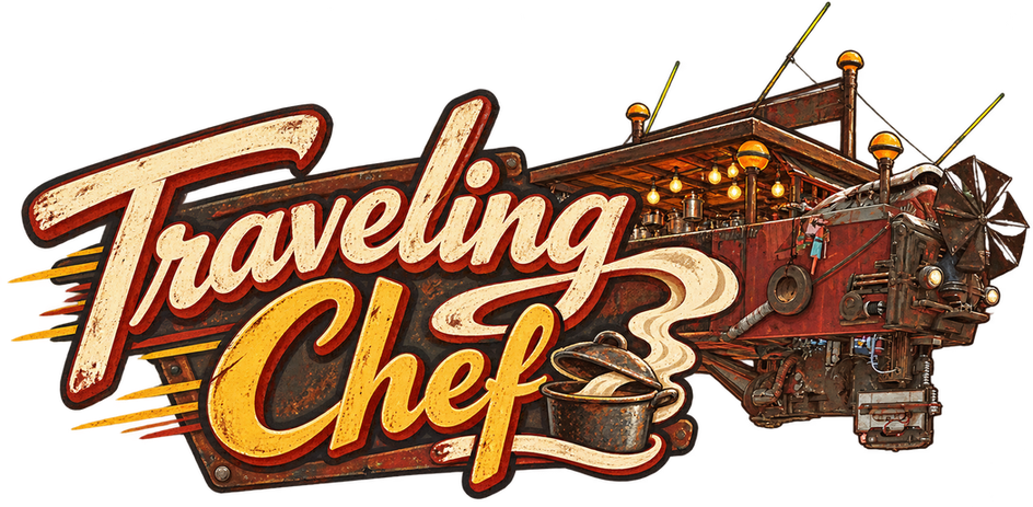 Logo for Traveling Chef, a Fallout 76 camp build by Rad Rux.